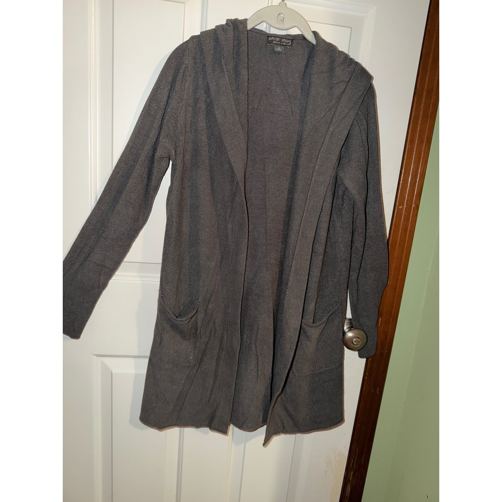 Barefoot Dreams CozyChic Ultra Lite Hooded Cardigan Gray Small QVWCU1221